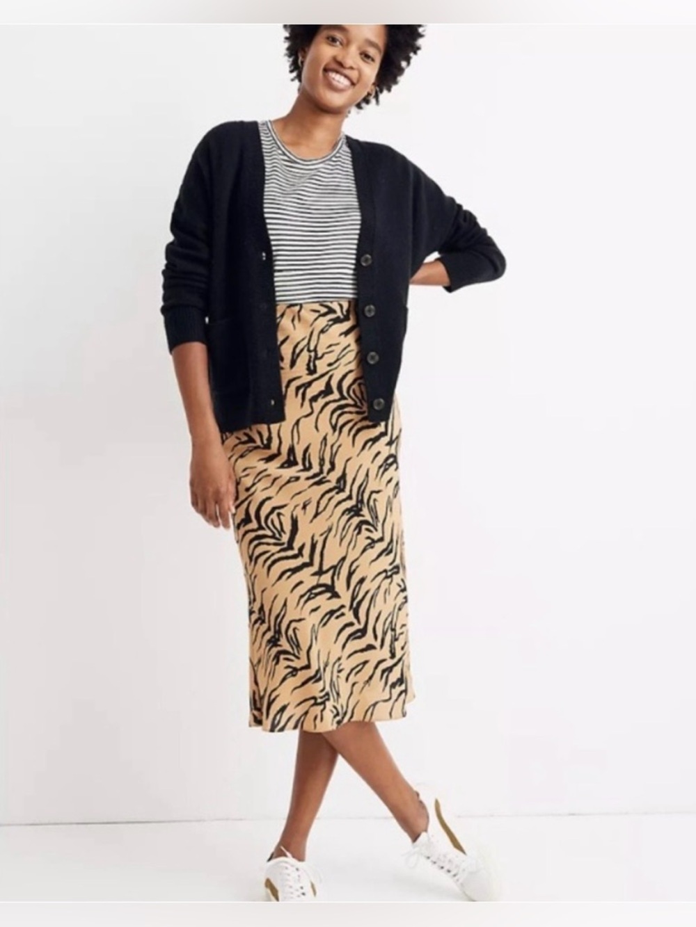 ✨Madewell (NWOT) Silk Animal Print Midi Slip Skirt Size 0✨